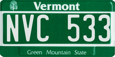 VT license plate NVC533