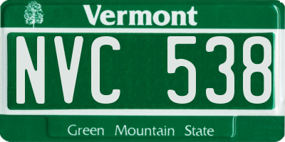VT license plate NVC538
