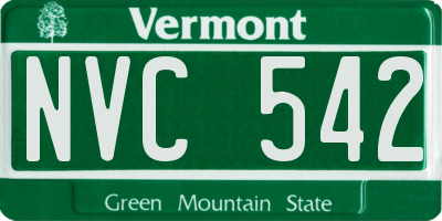 VT license plate NVC542