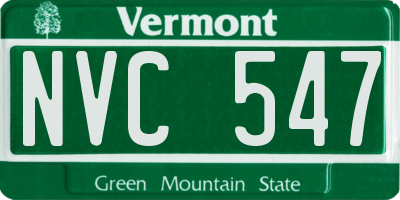 VT license plate NVC547