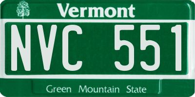 VT license plate NVC551