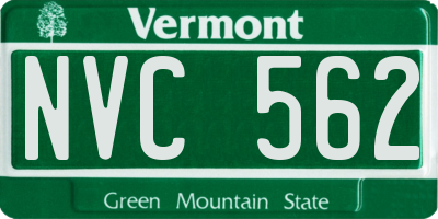 VT license plate NVC562