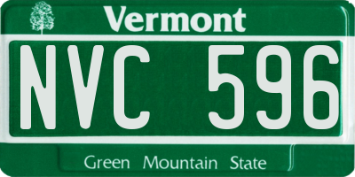 VT license plate NVC596