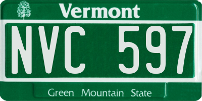 VT license plate NVC597