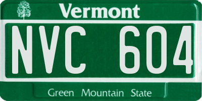 VT license plate NVC604