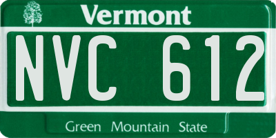 VT license plate NVC612