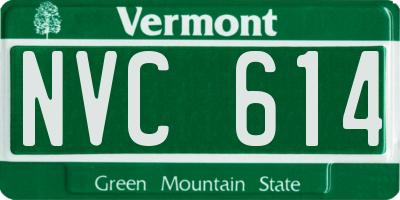 VT license plate NVC614