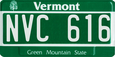 VT license plate NVC616