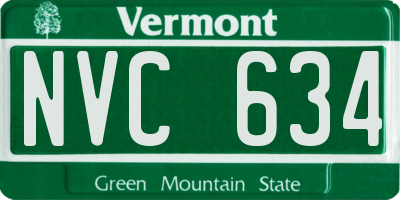 VT license plate NVC634