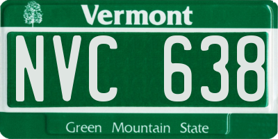 VT license plate NVC638