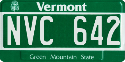 VT license plate NVC642
