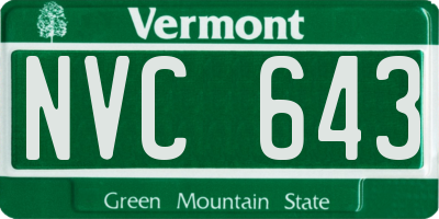 VT license plate NVC643