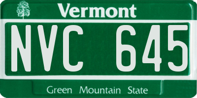 VT license plate NVC645