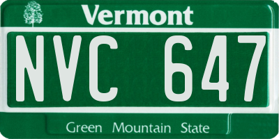VT license plate NVC647