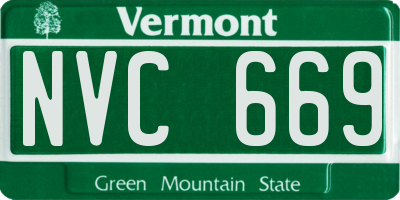 VT license plate NVC669