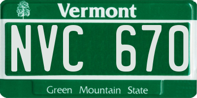 VT license plate NVC670