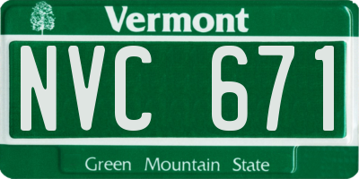 VT license plate NVC671