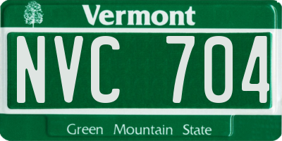 VT license plate NVC704