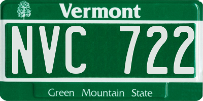VT license plate NVC722