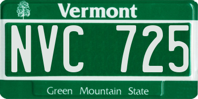 VT license plate NVC725