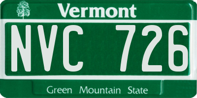 VT license plate NVC726