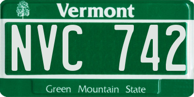 VT license plate NVC742