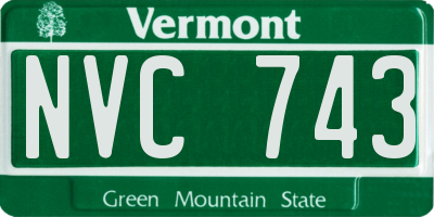 VT license plate NVC743