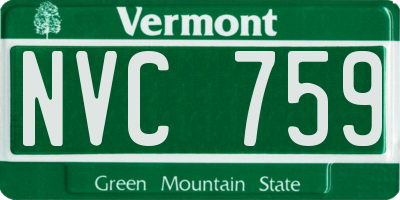 VT license plate NVC759