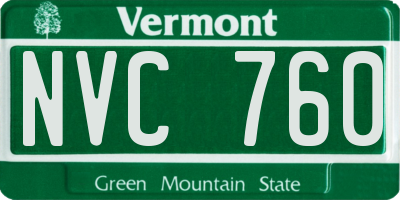 VT license plate NVC760