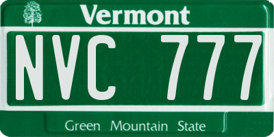 VT license plate NVC777