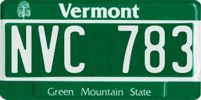 VT license plate NVC783
