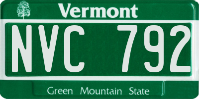 VT license plate NVC792