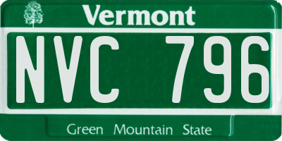 VT license plate NVC796