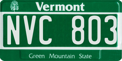 VT license plate NVC803