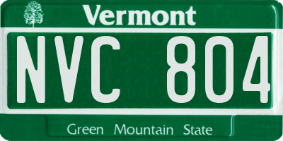 VT license plate NVC804