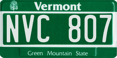 VT license plate NVC807