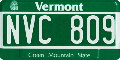 VT license plate NVC809
