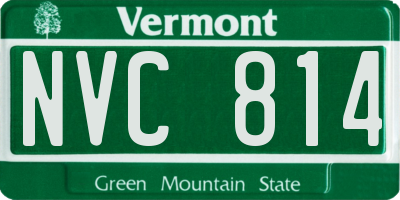VT license plate NVC814