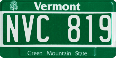VT license plate NVC819
