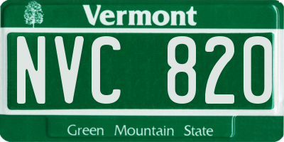 VT license plate NVC820