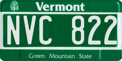 VT license plate NVC822