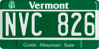 VT license plate NVC826
