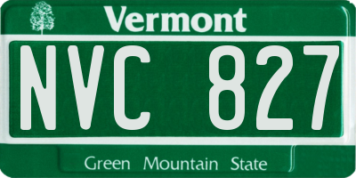 VT license plate NVC827