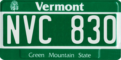 VT license plate NVC830