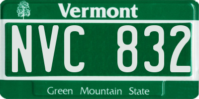 VT license plate NVC832