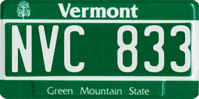VT license plate NVC833