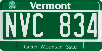 VT license plate NVC834