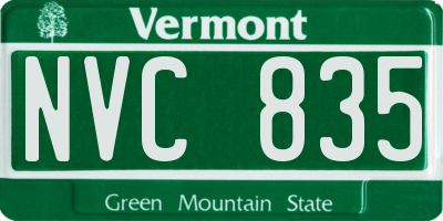 VT license plate NVC835