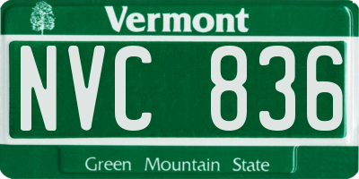 VT license plate NVC836