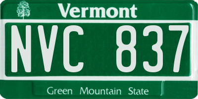 VT license plate NVC837